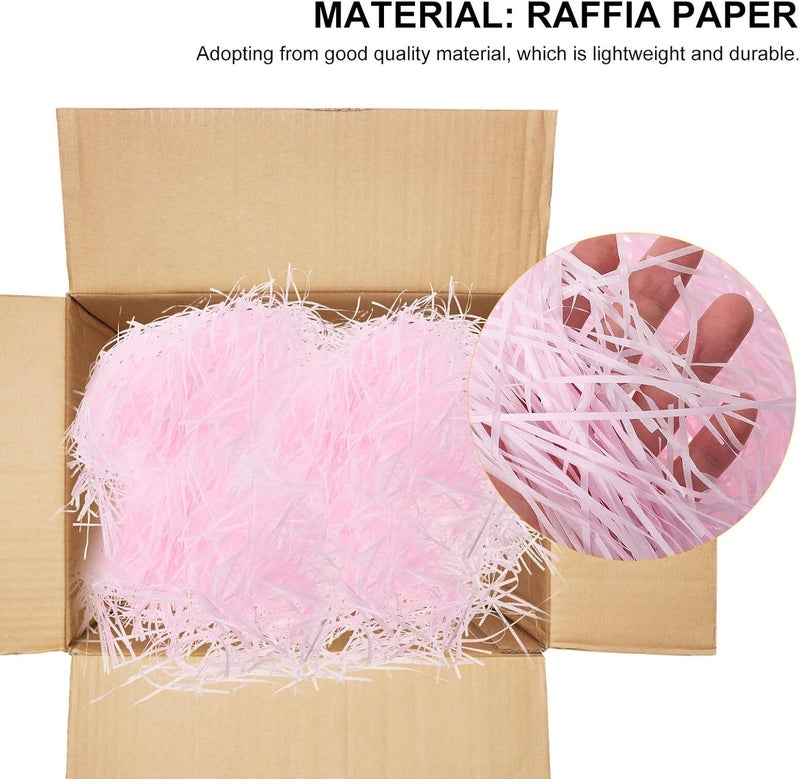 YOSADIER Shredded Raffia Paper Filler for Boxes 200g Pack (2 Bags) Crinkle Cut DIY Box Filling Material in Light Pink and Pink for Wedding, Valentine’s Mother’s Day Packaging - Image 3