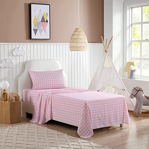Eddie Bauer Kids - Twin Sheets, Stain-Resistant Toddler Bedding with Matching Sham(s), Super Soft, Ideal Girl Room Essentials (Poppy Plaid Pink, Twin) - Image 2