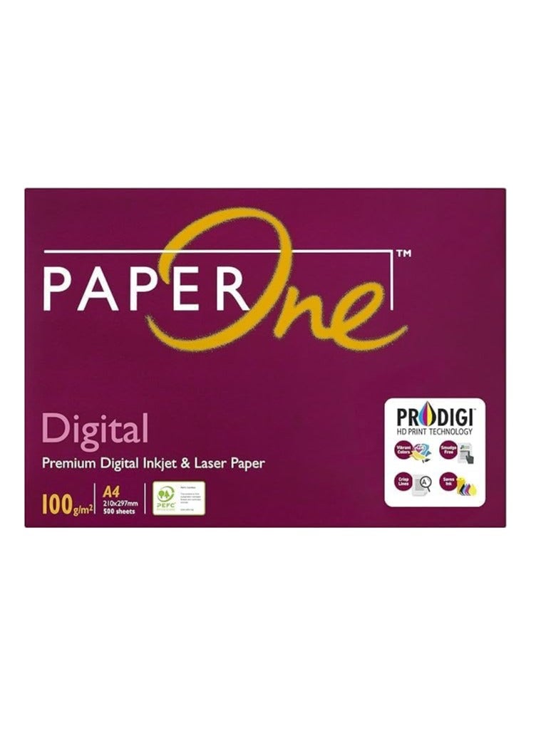 PaperOne ورق نسخ رقمي ممتاز، 100 جرام لكل متر مربع، مقاس A4، رزمة 500 ورقة - Image 1