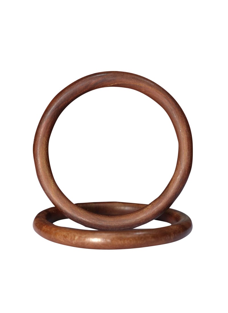Torex TOREX� | Wooden Bag Handle 1 Pair for Macrame Purse, Bag, DIY Art and Craft (Round Brown (About 4.4'' inch, Inner Size 3.6'' inch, 11mm Diameter))  - Image 1
