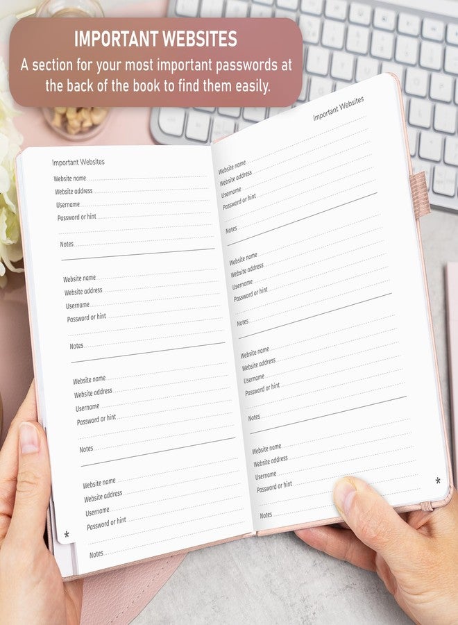 GoGirl Password Book with Alphabetical tabs - Internet Address & Password Keeper Logbook for Password Organization, Journal Notebook for Saving Website Logins. Medium Size 5.3″ x 7.7″, Rose Gold - Image 4