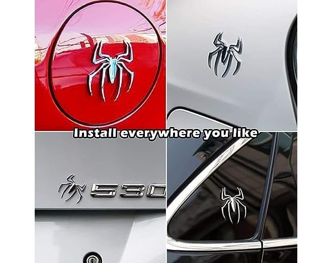 VRT 3D Chrome Emblem Automotive Car, Bike Badges Logo Self Adhesive Sticker (Spider, Red) - Image 4