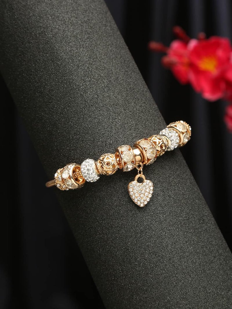 YouBella Jewellery Bracelets for Women Stylish Multi-Colour Gold Plated Charm Crystal Bracelet Bangle Jewellery for Girls and Women (Style 3) - Image 2