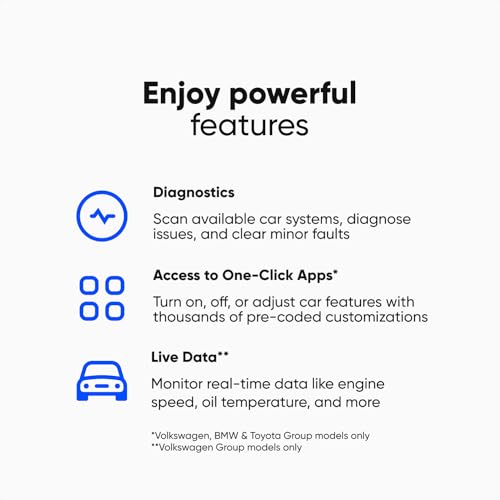 OBDeleven OBD2 Diagnostic Tool Scanner for Audi Seat Cupra Skoda Volkswagen BMW Mini Toyota (Android & iOS, Next Gen Device) - Image 2