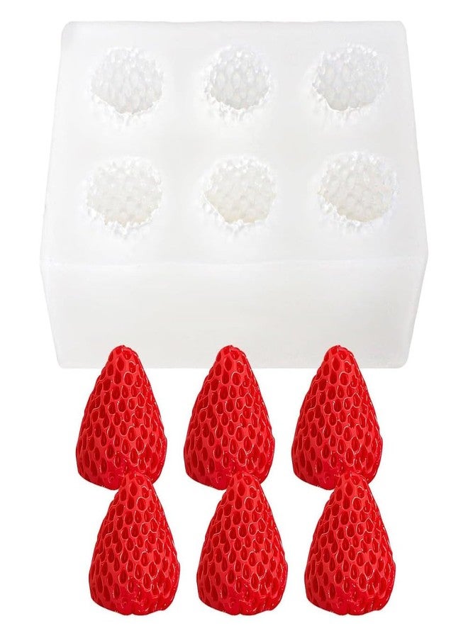 Quweiz 3D Strawberry Silicone Mold, 6 Cavity Strawberry Mold, Fruit Silicone Mold, Cupcake Decorating Tool - Image 1