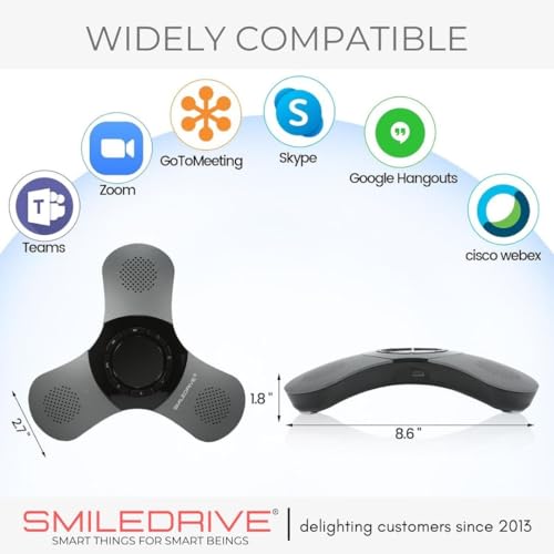 SMILEDRIVE® Portable Wireless Conference Speakerphone with Mute Feature|Loud Voice|Noise Reduction|360°Pickup Upto 20ft|360°Omnidirectional Mic|Bluetooth/USB Dual Connection|Audio/Video/Online Calls - Image 5