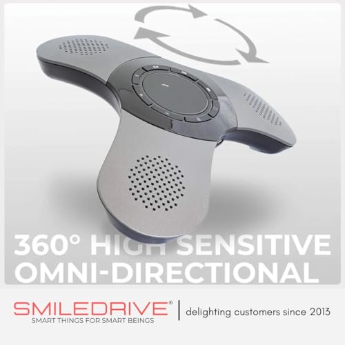 SMILEDRIVE® Portable Wireless Conference Speakerphone with Mute Feature|Loud Voice|Noise Reduction|360°Pickup Upto 20ft|360°Omnidirectional Mic|Bluetooth/USB Dual Connection|Audio/Video/Online Calls - Image 3