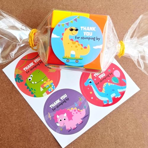 weRevel Dinosaur Theme Thank You Party Stickers, 40 Count, 2 Inches, Round, 4 Unique Designs, Matt-Finish Paper-Self-Adhesive - Image 2