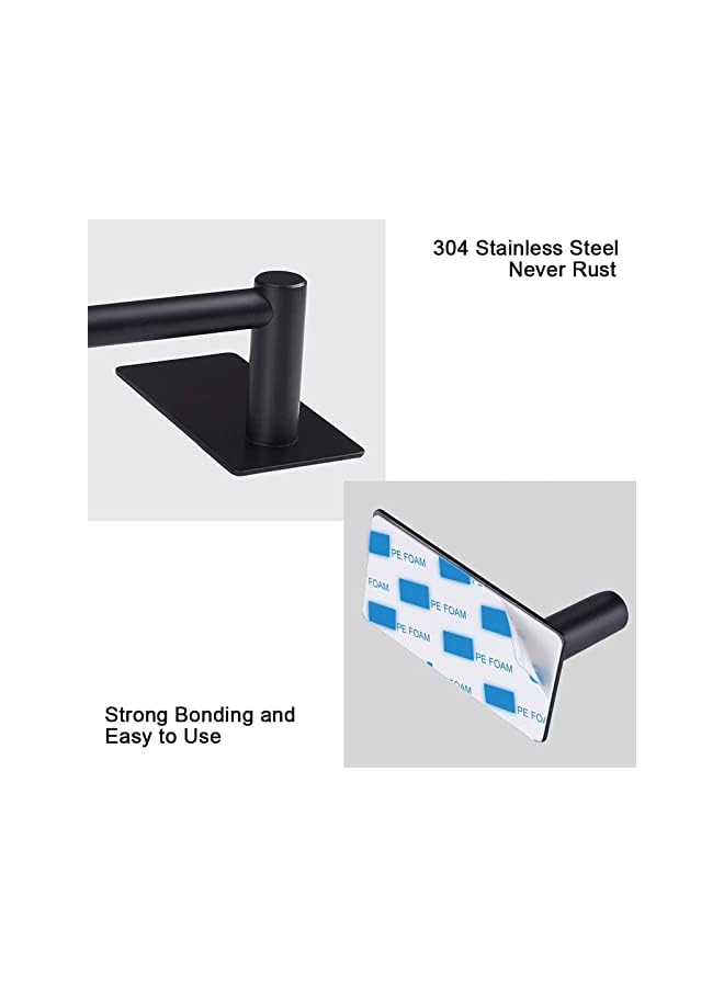 S-TOP No Drill Towel Bar Bathroom Stainless Steel Black Towel Holder Waterproof & Rustproof Self Adhesive Towel Rack Hanger Wall Mounted, 40 cm / 15.75 inch for Bathroom/Kitchen - Image 2