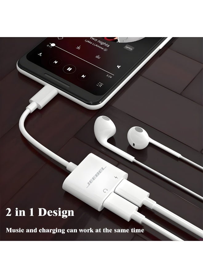 جيبيل محول USB-C ثنائي 2 في 1 مع منفذ سماعة USB-C ومنفذ شحن USB-C بسرعة ثابتة، معتمد من أبل ومتوافق مع جميع الأجهزة الحديثة بمدخل تايب سي - Image 3