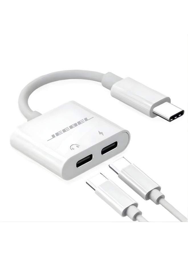 جيبيل محول USB-C ثنائي 2 في 1 مع منفذ سماعة USB-C ومنفذ شحن USB-C بسرعة ثابتة، معتمد من أبل ومتوافق مع جميع الأجهزة الحديثة بمدخل تايب سي - Image 5