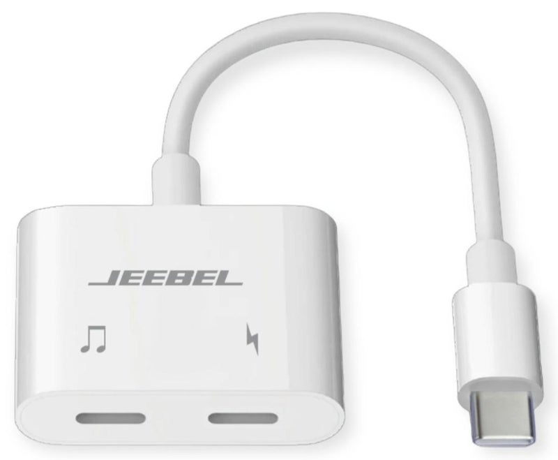 Jeebel USB-C 2-in-1 Adapter with USB-C Audio Port and USB-C Charging Port, Apple-Certified and Compatible with All Modern USB-C Devices - Image 1