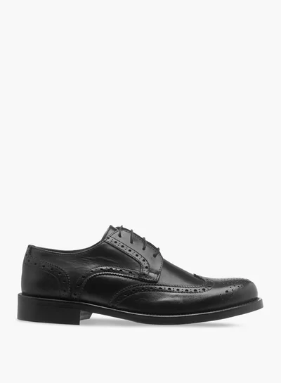 DUCHINI Men's Perforated Detail Lace-Up Derby Shoes