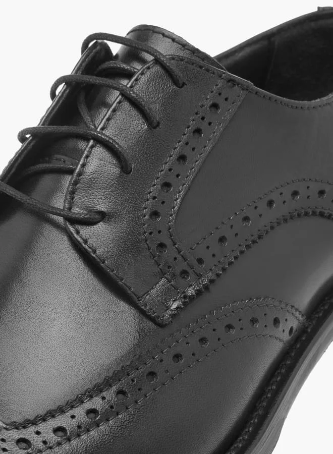 DUCHINI Men's Perforated Detail Lace-Up Derby Shoes