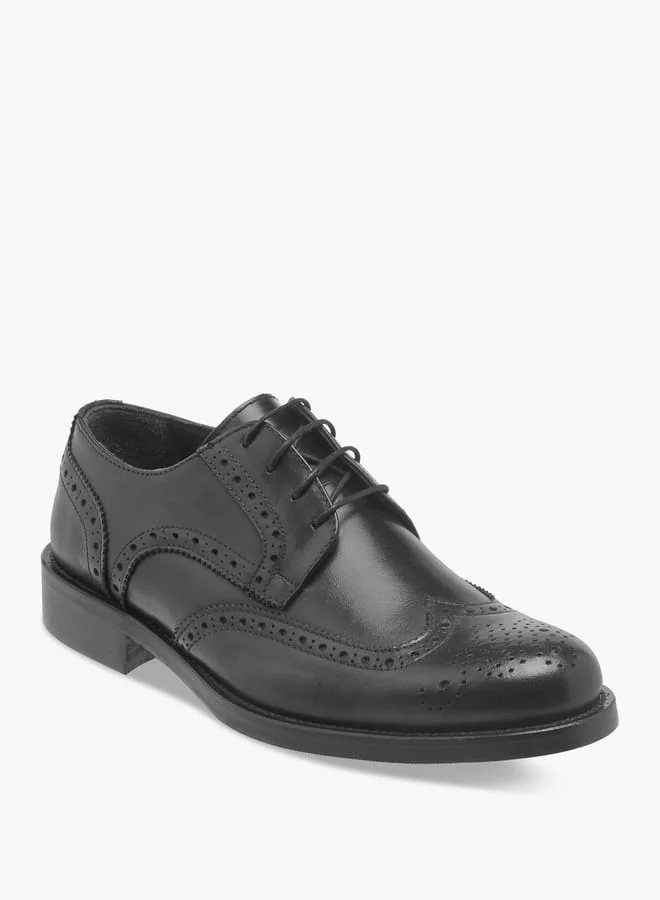 DUCHINI Men's Perforated Detail Lace-Up Derby Shoes