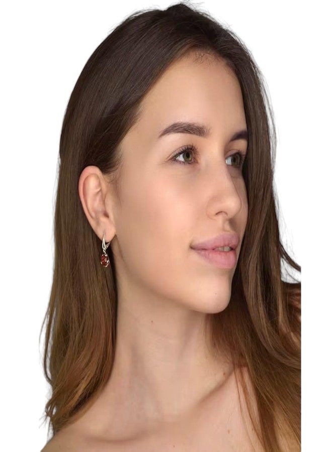 HolidayGiftShops Amber Earrings - GIA Certified 925 Baltic Honey Amber Earrings, French Leverback Round Dangling Earrings - Sterling Silver Jewelry Collection - Image 2