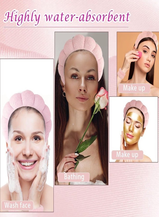 GOMNIK 3-Piece Microfiber Skincare Set - Makeup Headband with Face Wash Wristbands for Women - Soft Headband & Wristbands to Keep Hair & Sleeves Dry During Facial Care (Pink, Standard) - Image 2