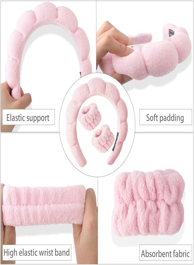 GOMNIK 3-Piece Microfiber Skincare Set - Makeup Headband with Face Wash Wristbands for Women - Soft Headband & Wristbands to Keep Hair & Sleeves Dry During Facial Care (Pink, Standard) - Image 5