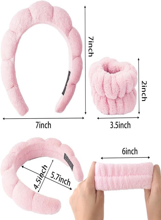 GOMNIK 3-Piece Microfiber Skincare Set - Makeup Headband with Face Wash Wristbands for Women - Soft Headband & Wristbands to Keep Hair & Sleeves Dry During Facial Care (Pink, Standard) - Image 4