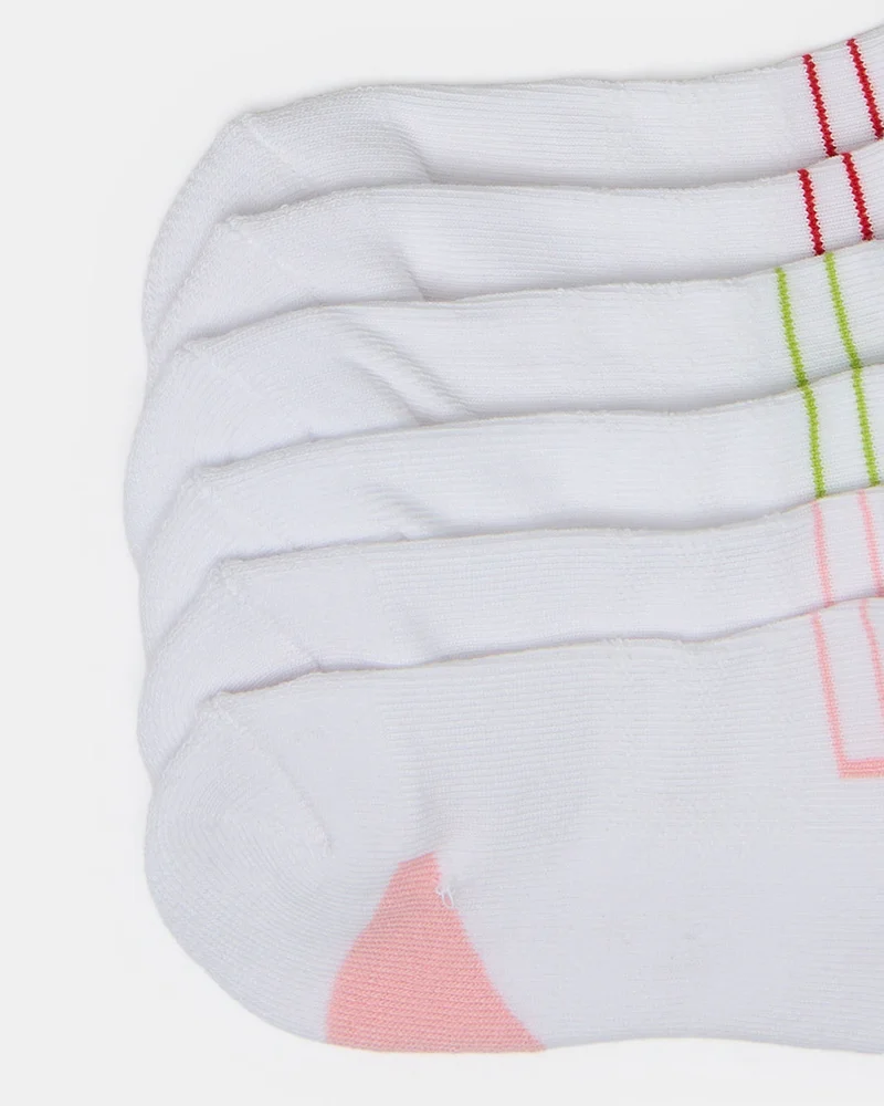 ردتاغ Girls White Ankle Length Sports Socks (Pack Of 3)