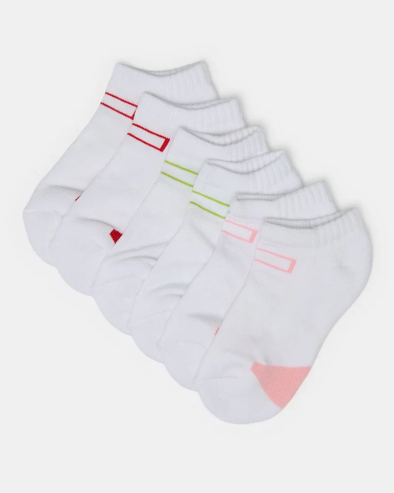 ردتاغ Girls White Ankle Length Sports Socks (Pack Of 3)