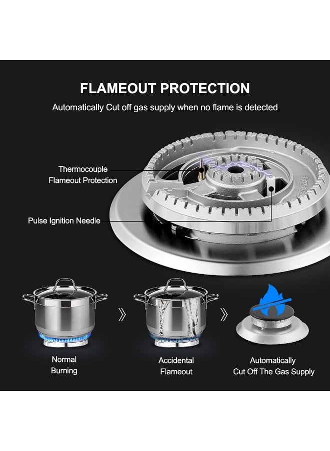 Starway Built In Black Steel 5 Burner Cooker, 90x52cm, Total Safety, Auto ignition,  Cast iron pan support, Easy to Clean High Quality Material, Side Keys - Image 4