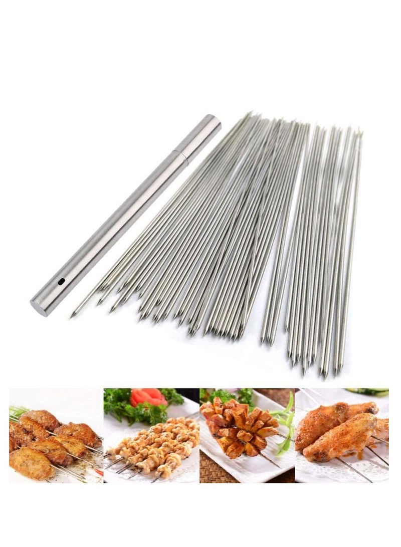Barbecue Skewers for Grilling Stainless Steel BBQ Needle Sticks Metal Meat Shrimp Chicken Vegetable Outdoor Cooking 100PCS - Image 1