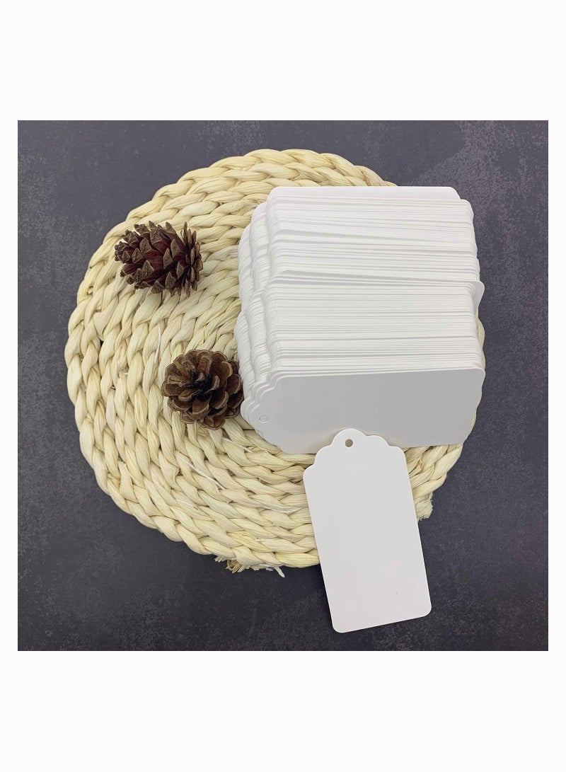 SYOSI White Kraft Paper Gift Tags, 100pcs Rectangle Craft Hang Tags, Blank Marking Tags with Natural Jute Twine, Arts and Crafts, Wedding and Holiday for Crafts Price Tags Labels - Image 2