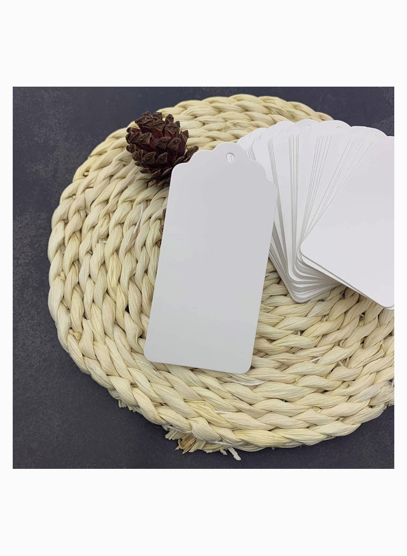 SYOSI White Kraft Paper Gift Tags, 100pcs Rectangle Craft Hang Tags, Blank Marking Tags with Natural Jute Twine, Arts and Crafts, Wedding and Holiday for Crafts Price Tags Labels - Image 3