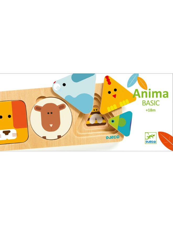 DJECO Wooden 3 Layer Puzzle - Anima Basic - Image 1