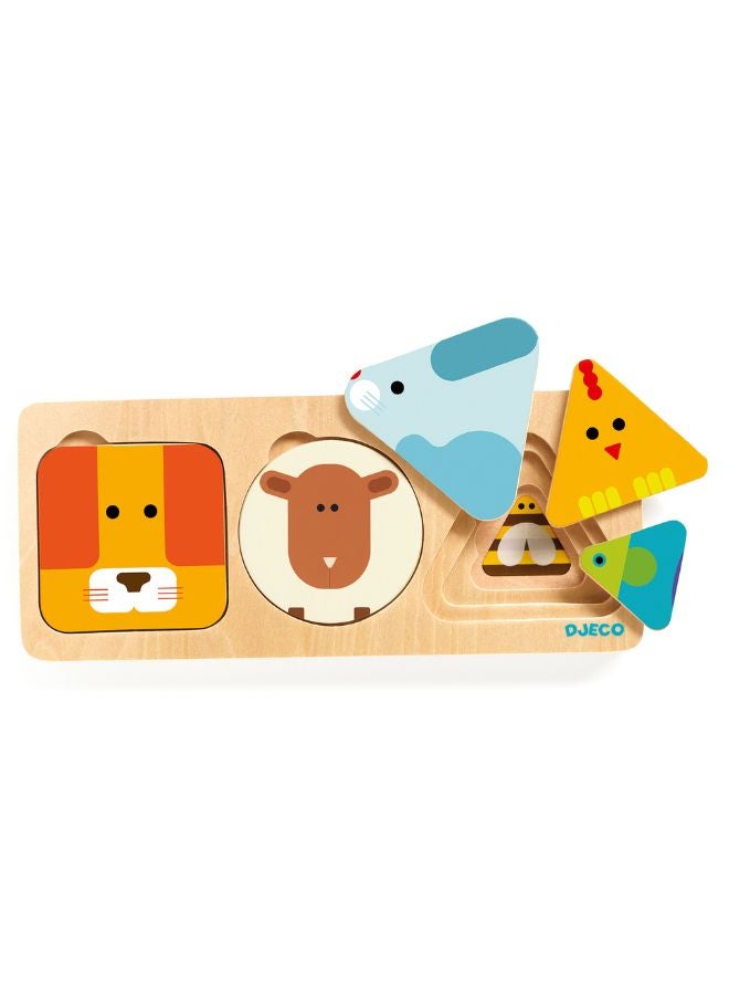DJECO Wooden 3 Layer Puzzle - Anima Basic - Image 2