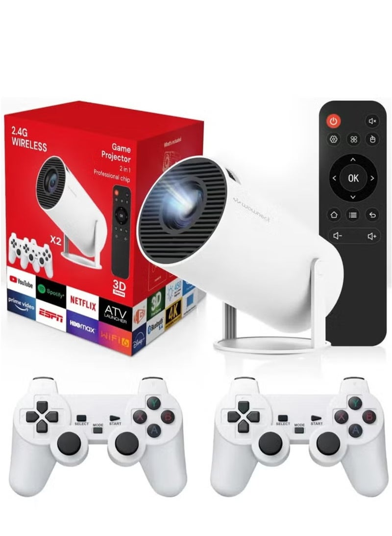 SMARTX Smart Projector with Dual Game Controllers – Portable 4K-Supported 1080P Projector, Auto Keystone, 150 ANSI Lumens, 2.4/5G WiFi, Android 12, 130" Display for Home & Outdoor Theater  - Image 1
