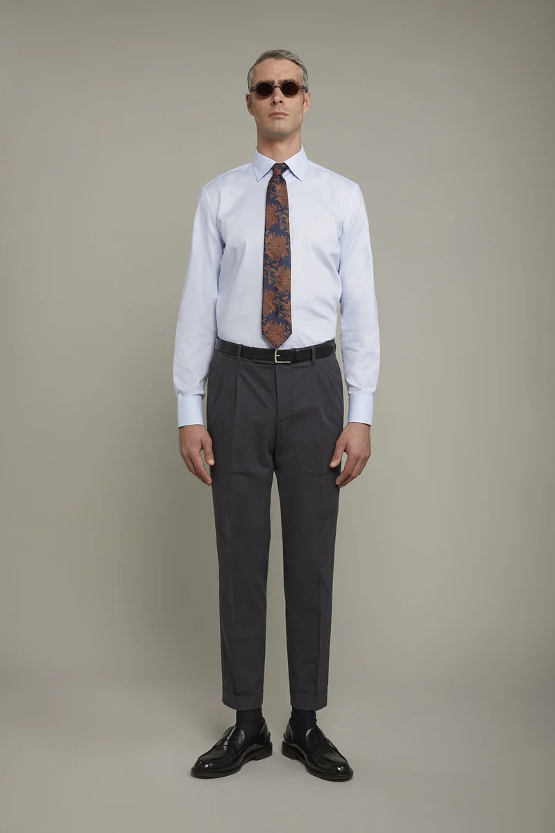 دوبل غانغر Men's shirt classic collar 100% cotton lightweight oxford fabric regular fit - Sky