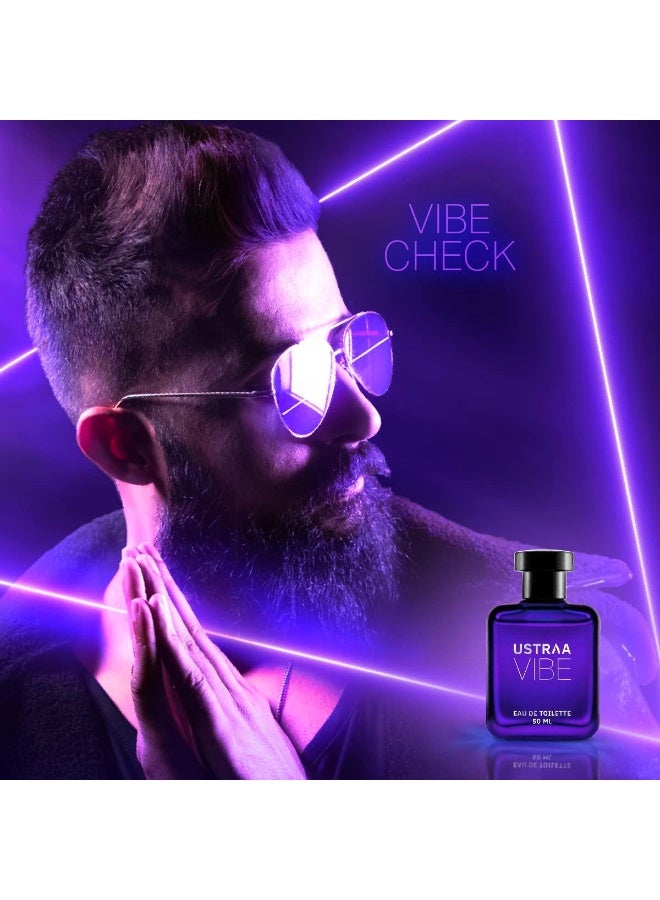 Ustraa Vibe Eau de Toilette for Men - 50ml | Long-Lasting Masculine Fragrance | Woody & Citrusy Notes with Sweet Accents | Sophisticated Glass Bottle | Perfect for All Occasions - Image 3