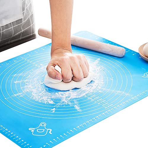 LIMNUO Silicone Baking Mat, Extra Thick Large Non Stick Pastry Mat Sheet for Dough Pie Crust Rolling Mats (Blue, M-16''(W)*20''(L)) - Image 1