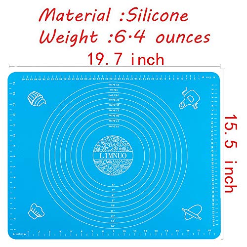 LIMNUO Silicone Baking Mat, Extra Thick Large Non Stick Pastry Mat Sheet for Dough Pie Crust Rolling Mats (Blue, M-16''(W)*20''(L)) - Image 3