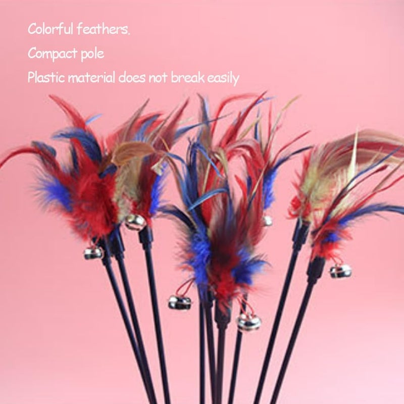 NeoStyle Cat Teaser, Interactive Cat Toys to Promote Bonding, Interactive Cat Toys with Feathers and Bells to Attract Cats' Attention, Interactive Cat Toys for Indoor Cats (colorful bell) - Image 4