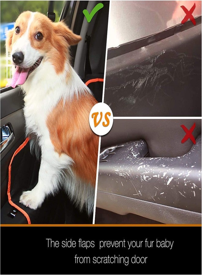 PetLux غطاء مقعد السيارة للكلاب من بيت لوكس | غطاء مقعد خلفي مقاوم للماء والخدوش والانزلاق | قابل للغسل، متين، يناسب جميع السيارات (برتقالي وأسود) - Image 3