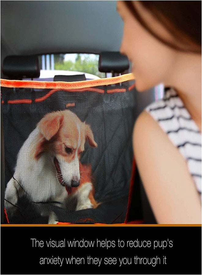PetLux غطاء مقعد السيارة للكلاب من بيت لوكس | غطاء مقعد خلفي مقاوم للماء والخدوش والانزلاق | قابل للغسل، متين، يناسب جميع السيارات (برتقالي وأسود) - Image 4