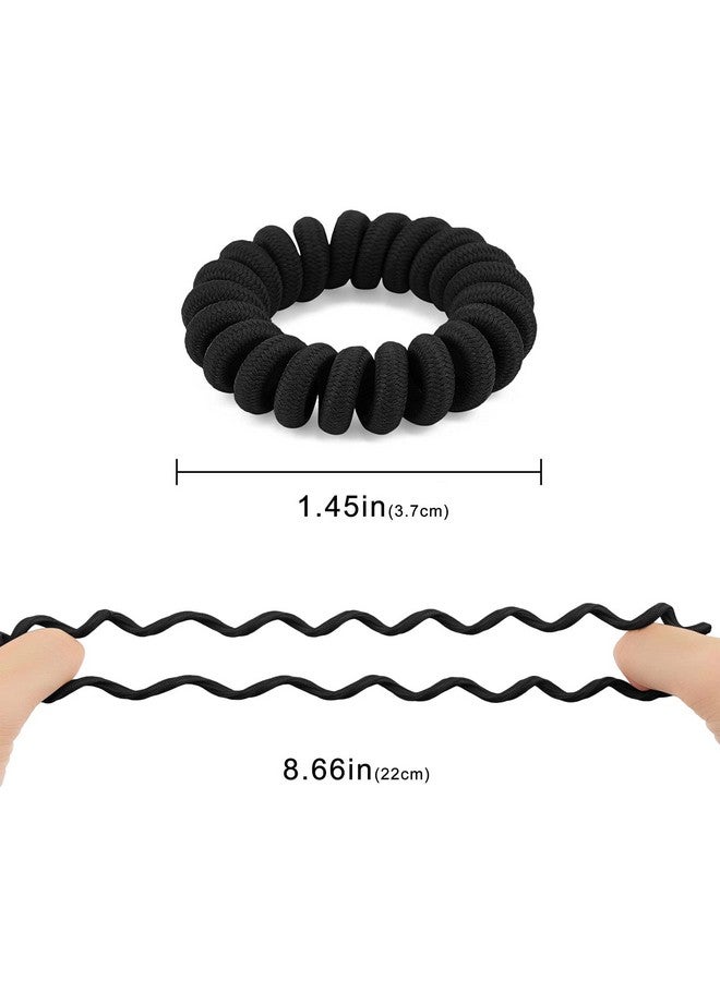QIUTIMIY Spiral Black Cloth Hair Ties for Thick, Ponytail Holders (12 Pcs), No Crease Phone Cord Ties for All Hair Types - Image 2