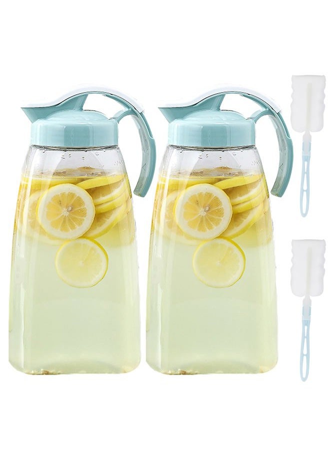 Frcctre 2 Pack Plastic Water Pitcher with Lid, 74 Oz Clear Airtight Beverage Pitcher Juice Container Water Carafe Fridge Jug for Juice, Coffee, Iced Tea, Lemonade, Heat Resistant & Shatter-proof - Image 1