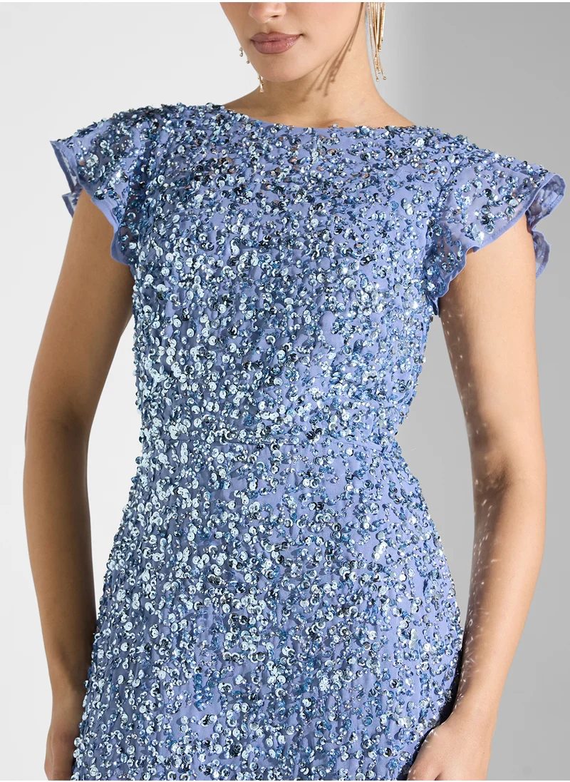 Maya All Over Encrusted Sequin Maxi Dress