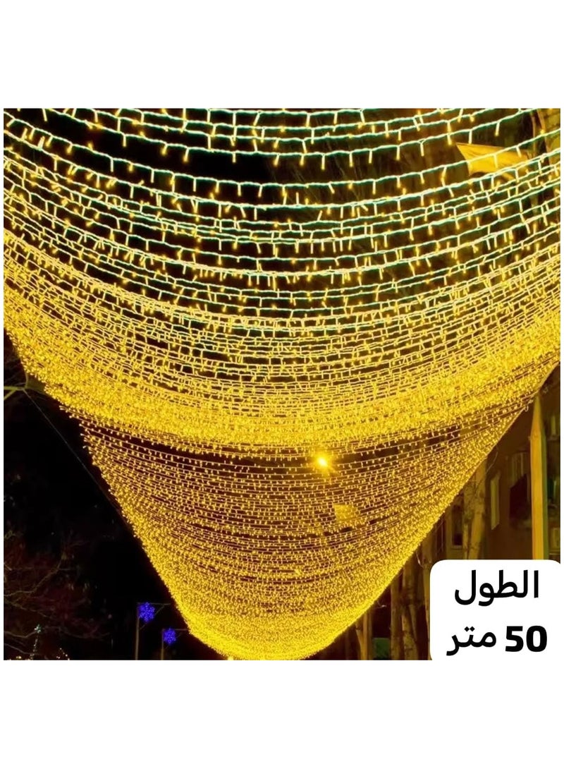 ماركة غير محددة لمبات زينة رمضان قلادة مصابيح عيد شريط إضاءة خيط مصابيح زفاف 50 متر حبل إضاءة أصفر يعمل على كهرباء 220 فولت  - Image 4