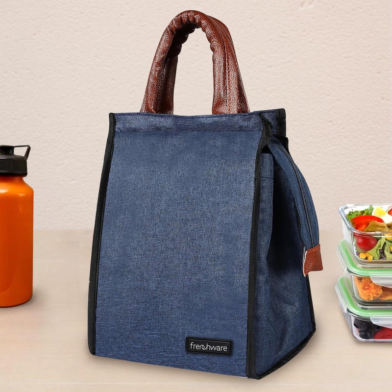 Frenchware Insulated Lunch Bag (8 Litre, Navy Blue), Office Tiffin Bags for Men and Women, Hot & Cold Travel Lunch Box for Men, Tiffin Box & Bottles, Lunch Bag for Office, Picnic Bag (Navy Blue) - Image 1
