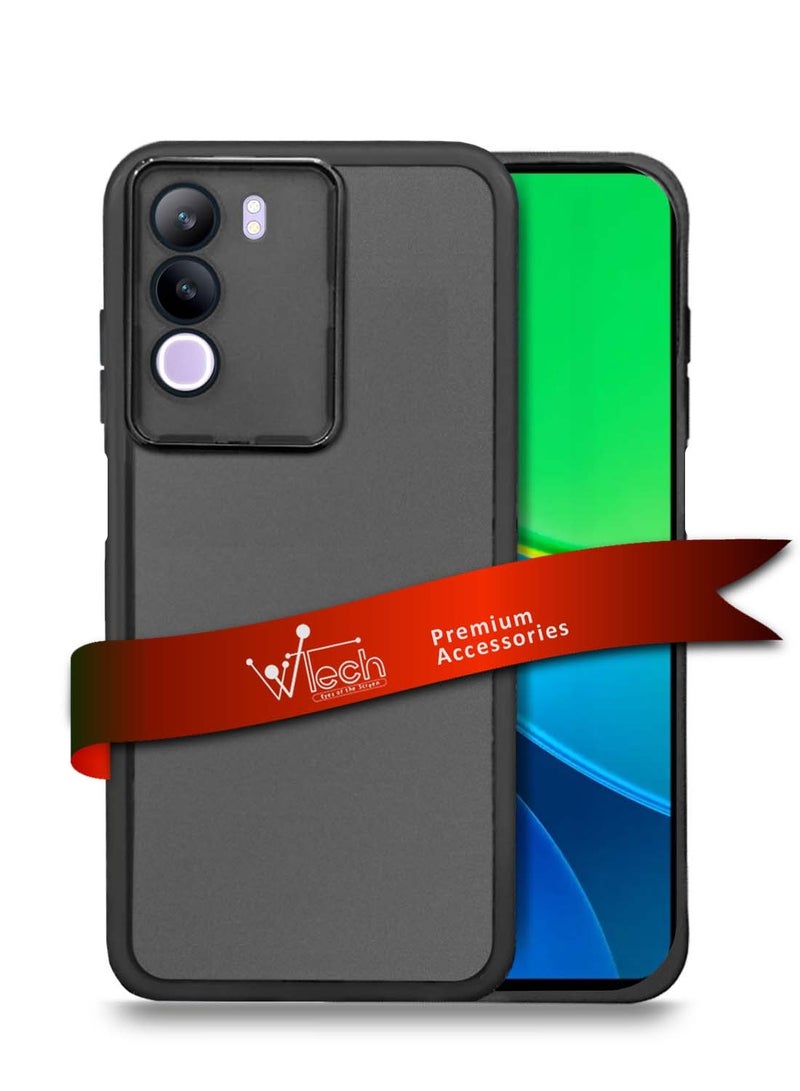 Wtech vivo Y19s 4G 2024 Soft Transparent TPU Silicone Ultra Thin Phone Stylish Electroplated Camera Border Back Case Cover - Black - Image 1