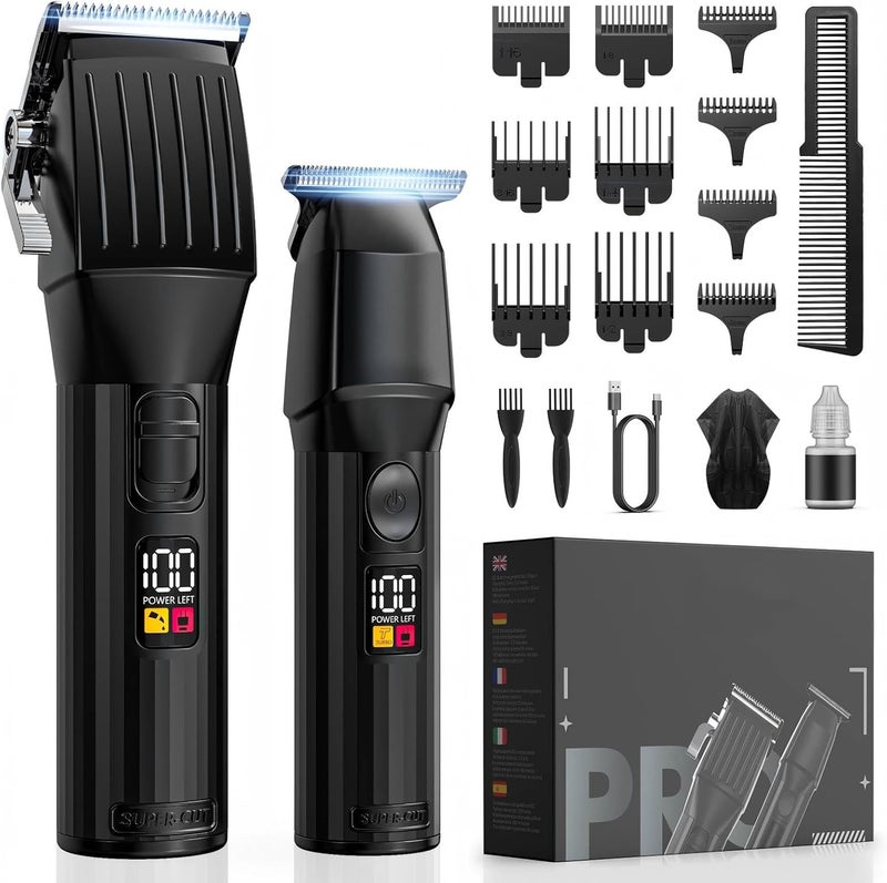 Professional Hair Clippers and Beard Trimmer for Men Cordless Hair Trimmer Barber Clippers Hair Cutting Kit Rechargeable TBlade Shaver Haircut Grooming Set with 10 Guide Combs Gifts for Men