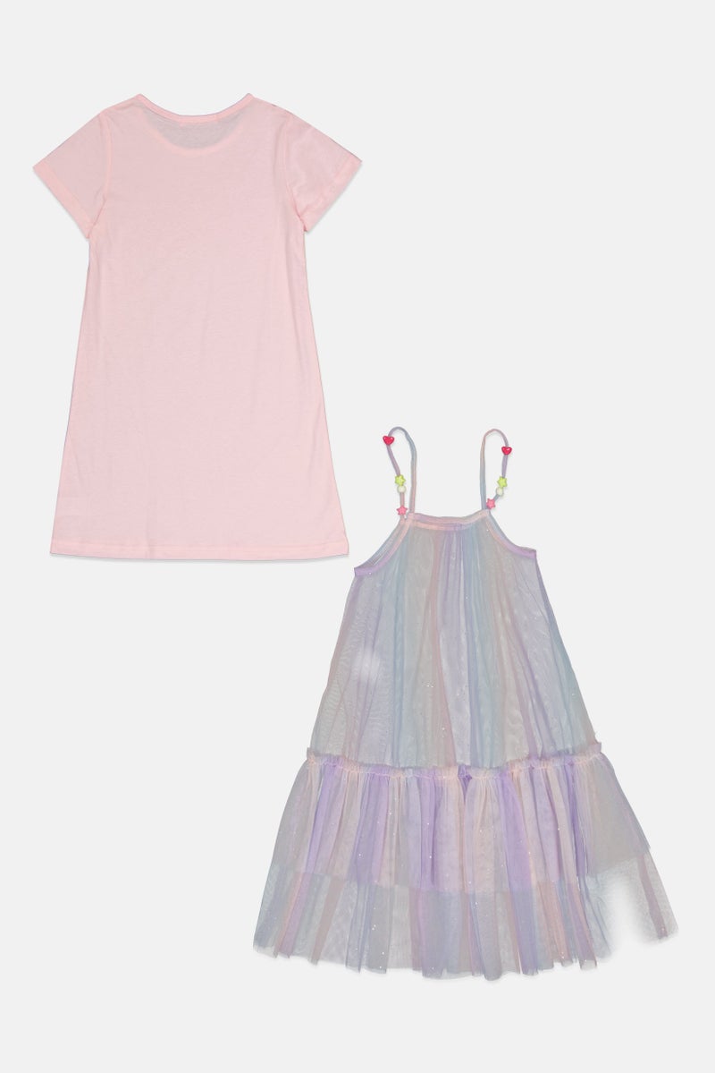 English Laundry Kids Girl 2 In 1 Textured Dress, Pink - Image 3