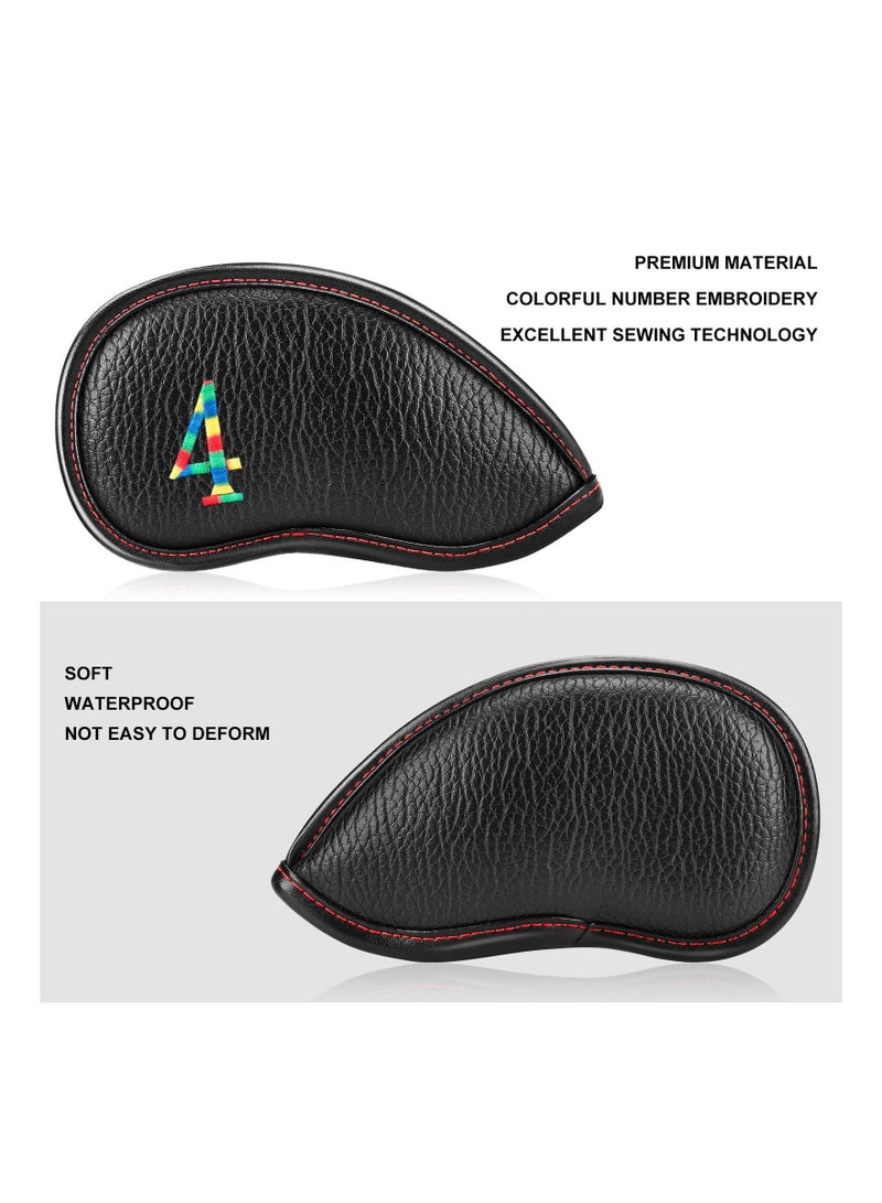 Luckam Golf Iron Head Covers 11pcs Thicken Pu Leather Soft Lightweight Rainbow Cross Number Embroidery Edging Closely Protector Waterproof Durable Fit Most Brands Ôºà4-9 Pw Aw Sw Lw XÔºâ - Image 3