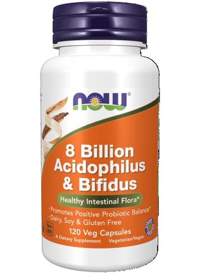 now Supplements 8 Billion Acidophilus & Bifidus Dairy Soy And Gluten Free Strain Verified 120 Veg Capsules - Image 1
