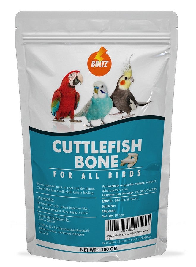 Boltze عظمة الحبار للطيور، غنية بالكالسيوم للعصافير، البادجي، الكونيور، طيور الحب، الكوكتيل، الرمادي الأفريقي، الببغاء، الكوكاتو لجميع مراحل الحياة، 100 جرام، أبيض - Image 1